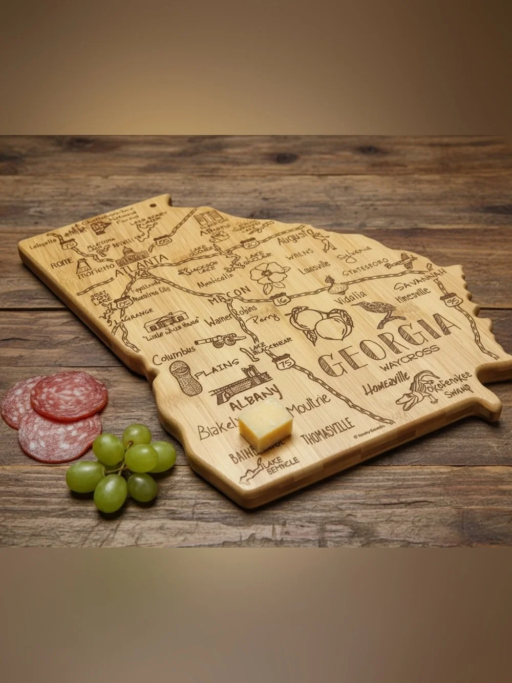Georgia State-Shaped Wood Cutting/Serving Board Charcuterie